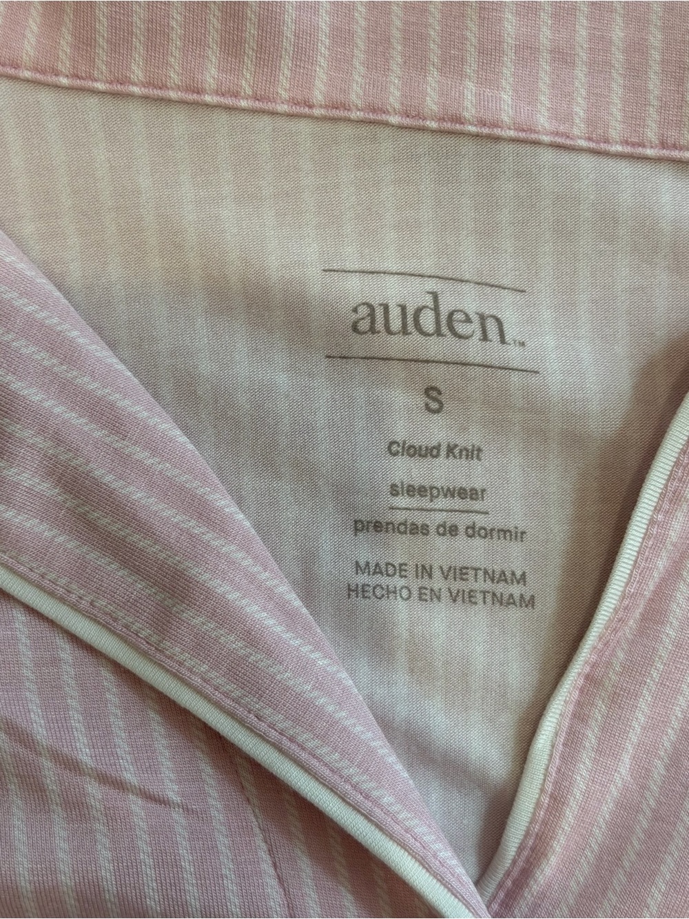 Auden Pink & White Striped Cloud Knit Sleep Top